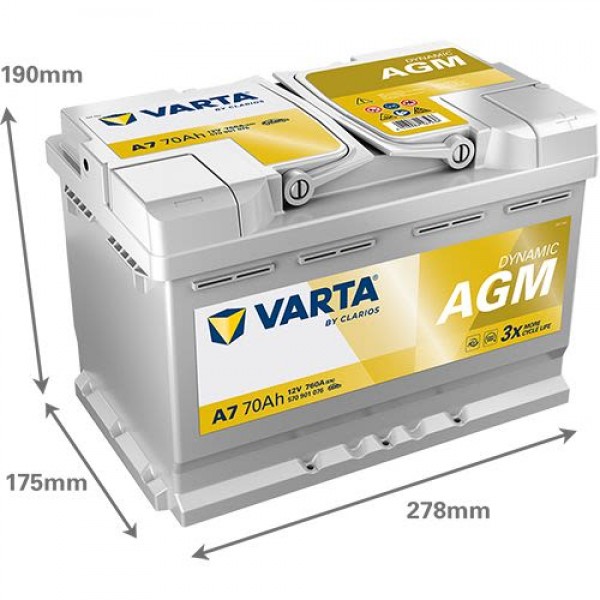 Акумулатор Varta Dynamic AGM 12V 70AH