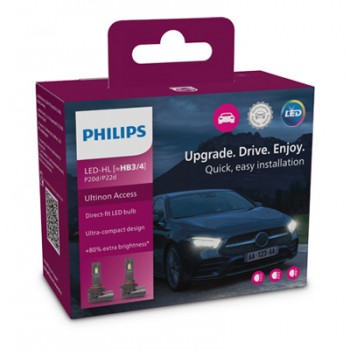 Крушка, LED, фар за дълги светлини PHILIPS HB3/4, 12V, 20W, 6000K, 1800lm, 2 бр.