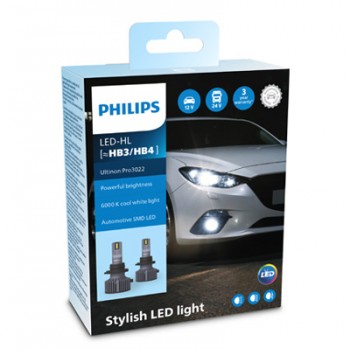 Крушка, LED, фар за дълги светлини PHILIPS HB3, 12/24V, 24W, 6000K, 1800lm, 2 бр.