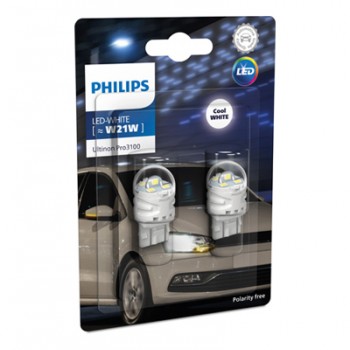 Крушка, LED, мигач PHILIPS W21W, 12V, 2,2W, 6000K, 190lm, 2 бр.