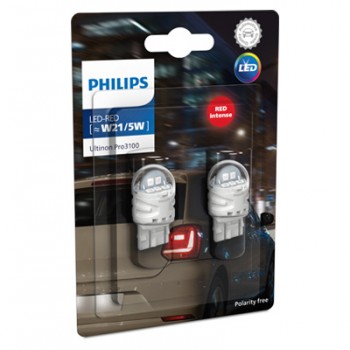Крушка, LED, стоп светлини / габарити PHILIPS W21/5W, 12V, 1,75/0,65W, 65/32lm, 2 бр.