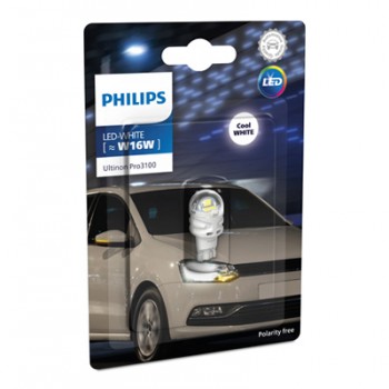 Крушка, LED, задни светлини / за мъгла PHILIPS W16W, 12V, 1.8W, 6000К, 160lm, 1 бр.
