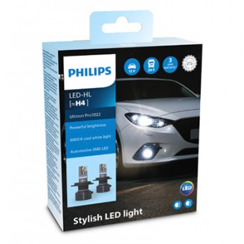 Крушка, LED PHILIPS H4, 12/24V, 21W, 6000K, 1500/1000lm, 2 бр.