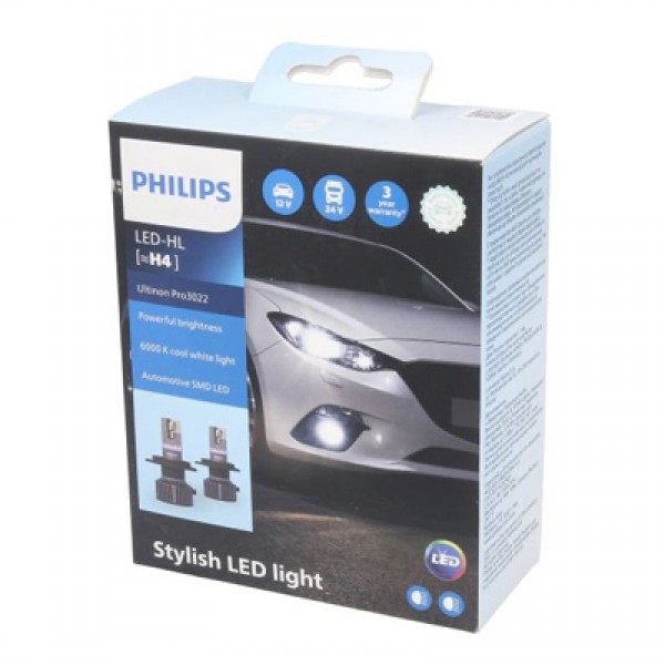 Крушка, LED PHILIPS H4, 12/24V, 21W, 6000K, 1500/1000lm, 2 бр.