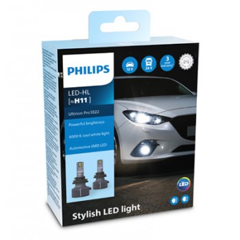 Крушка, LED, фар за дълги светлини PHILIPS H11, 12/24V, 24W, 6000K, 1800lm, 2 бр.