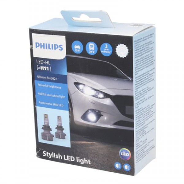 Крушка, LED, фар за дълги светлини PHILIPS H11, 12/24V, 24W, 6000K, 1800lm, 2 бр.