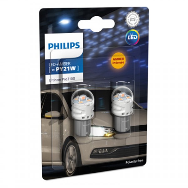 Крушка, LED, мигач PHILIPS PY21W, 12V, 2,15W, 140lm, 2 бр.