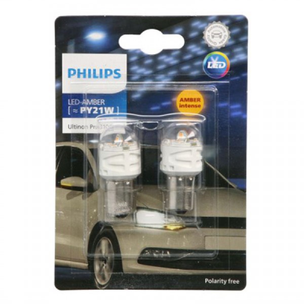 Крушка, LED, мигач PHILIPS PY21W, 12V, 2,15W, 140lm, 2 бр.