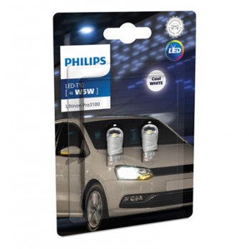 Крушка, LED, светлини на регистрационния номер PHILIPS W5W, 12V, 0,74W, 6500K, 56lm, 2 бр.