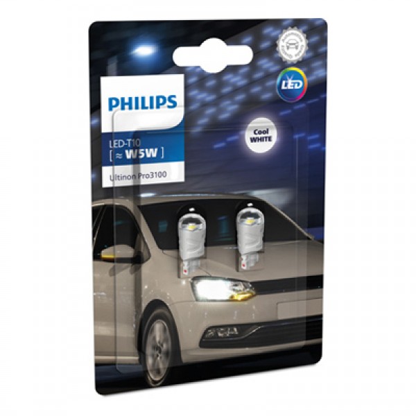 Крушка, LED, светлини на регистрационния номер PHILIPS W5W, 12V, 0,74W, 6500K, 56lm, 2 бр.