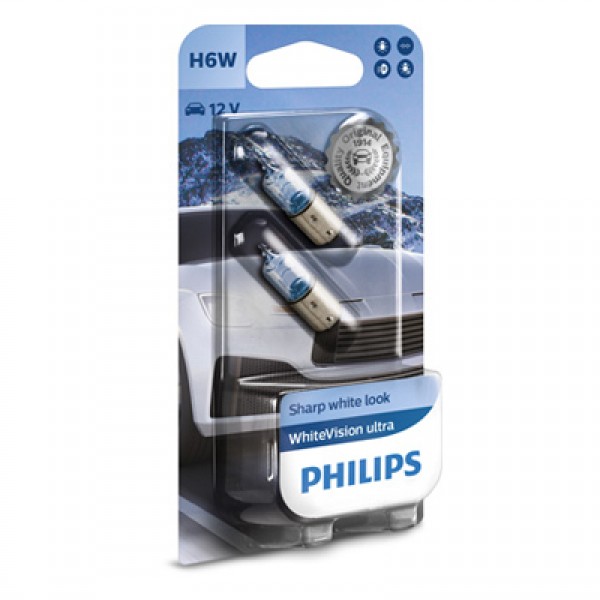 Крушка, мигач PHILIPS H6W, 12V, 6W, 3100K, 125lm, 2 бр.