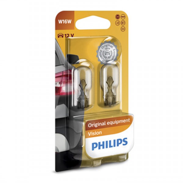 Крушка, мигач PHILIPS W16W, 12V, 16W, 2 бр.