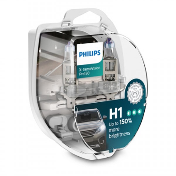 Крушка, фар PHILIPS H1, 12V, 55W, 3450K, 1550lm, 2 бр.