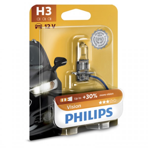 Крушка, дълги светлини PHILIPS H3, 12V, 55W, 3200K, 1450lm, 1 бр.