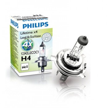 Крушка, фар PHILIPS H4, 12V, 60/55W, 3100K, 1650/1000lm, 1 бр.