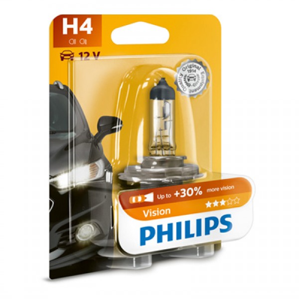 Крушка, електрическа, фар PHILIPS H4, 12V, 60/55W, 3200K, 1815lm, 1 бр.