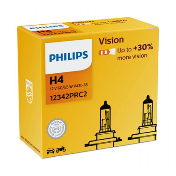 Крушка, фар PHILIPS H4, 12V, 60/55W, 2 бр.