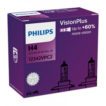 Крушка, фар PHILIPS H4, 12V, 60/55W, 3200K, 1650lm, 2 бр.