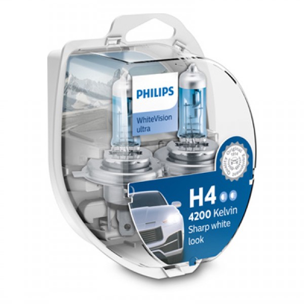 Крушка, фар PHILIPS H4, 12V, 60/55W, 4200K, 1560lm, 2 бр.