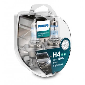 Крушка, фар PHILIPS H4, 12V, 60/55W, 3600K, 1650/1000lm, 2 бр.