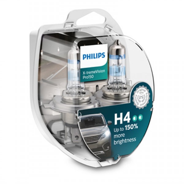 Крушка, фар PHILIPS H4, 12V, 60/55W, 3600K, 1650/1000lm, 2 бр.