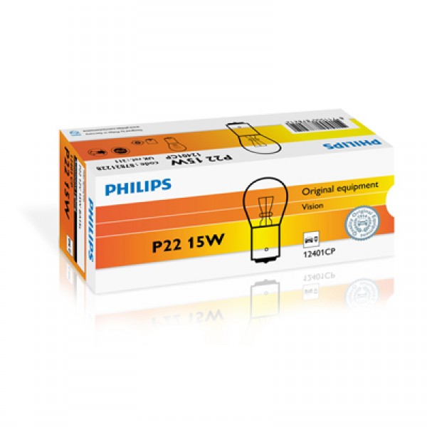 Крушка, мигач PHILIPS P22, 12V, 15W, 10 бр.
