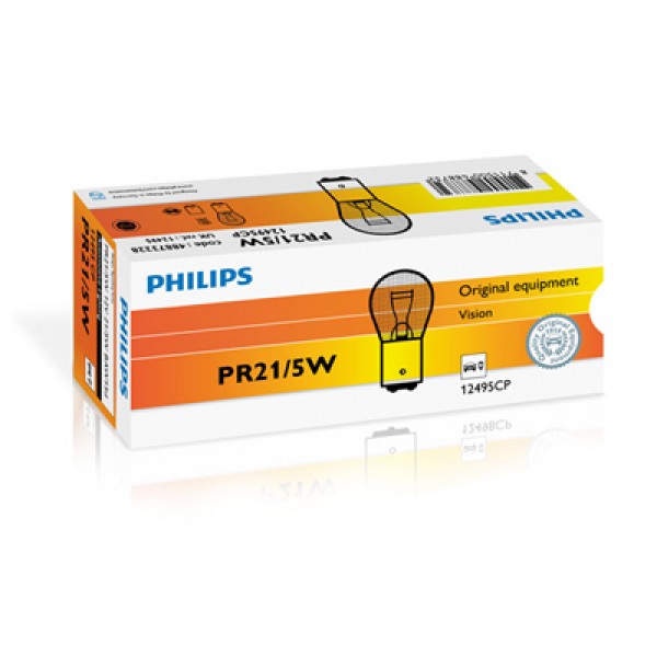 Крушка, стоп светлини, габарити PHILIPS PR21/5W, 12V, 5/21W, 10 бр.