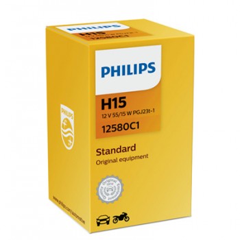 Крушка, фар за дълги светлини PHILIPS H15, 12V, 55/15W, 1 бр.