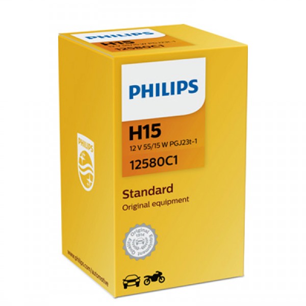Крушка, фар за дълги светлини PHILIPS H15, 12V, 55/15W, 1 бр.