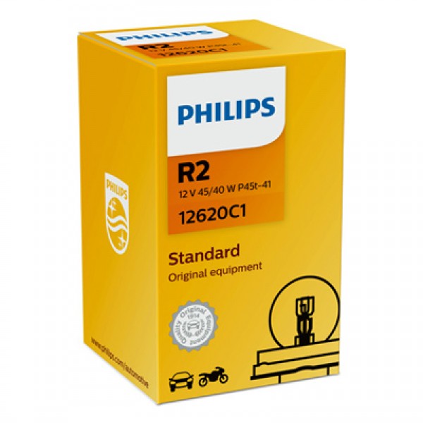 Крушка, фар за дълги светлини PHILIPS R2, 12V, 45/40W, 1 бр.