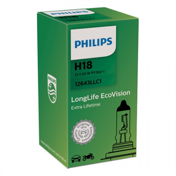 Крушка, фар за дълги светлини PHILIPS H18, 12V, 65W, 1700lm, 1 бр.