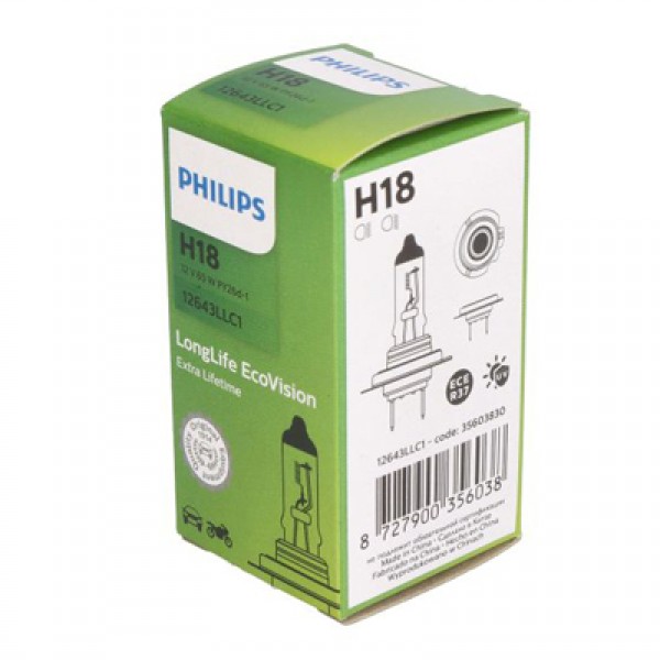 Крушка, фар за дълги светлини PHILIPS H18, 12V, 65W, 1700lm, 1 бр.