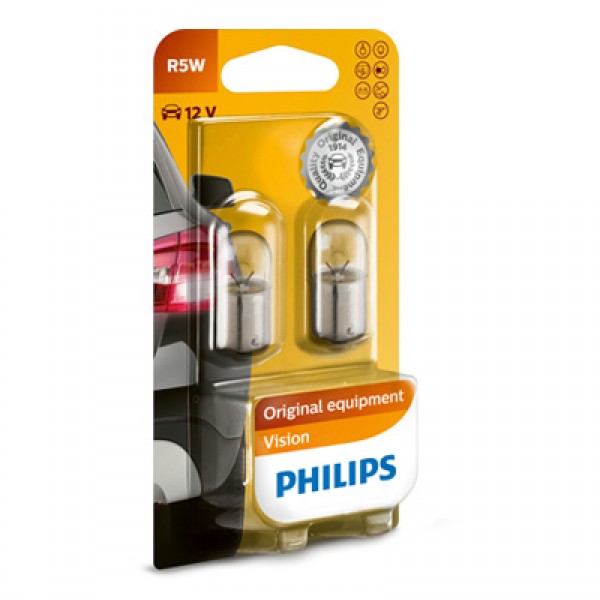 Крушка, мигач PHILIPS R5W, 12V, 5W, 50lm, 2 бр.