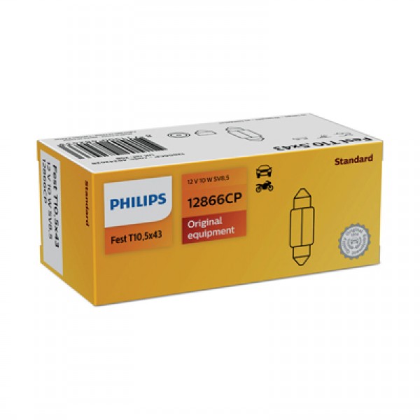 Крушка, светлини на регистрационния номер PHILIPS C10W, 12V, 10W, 10 бр.