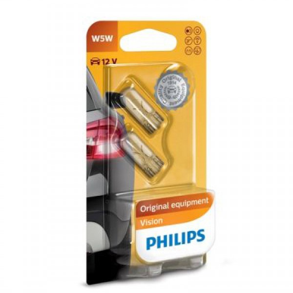Крушка, мигач PHILIPS W5W, 12V, 5W, 2 бр.