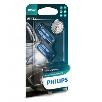 Крушка, мигач PHILIPS W5W, 12V, 5W, 3300K, 50lm, 2 бр.