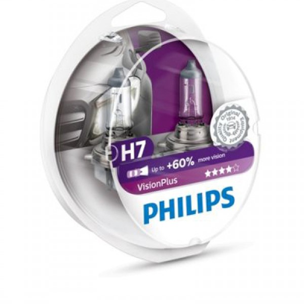 Крушка, фар PHILIPS H7, 12V, 55W, 3250K, 1500lm, 2 бр.