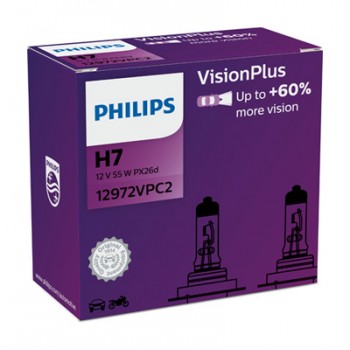 Крушка, фар PHILIPS H7, 12V, 55W, 3200K, 1500lm, 2 бр.