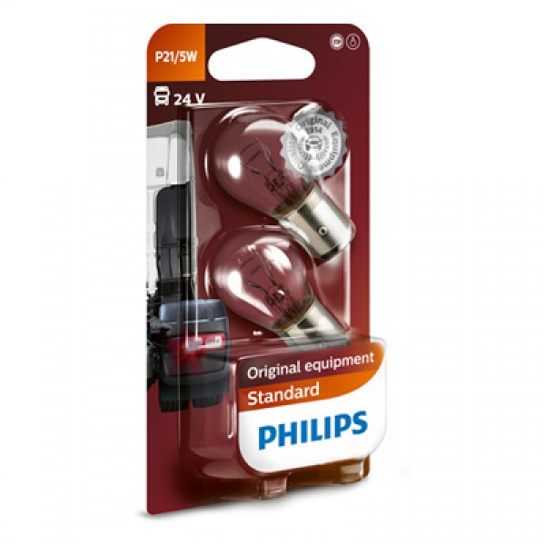 Крушка, мигач PHILIPS P21/5W, 24V, 5/21W, 2 бр.