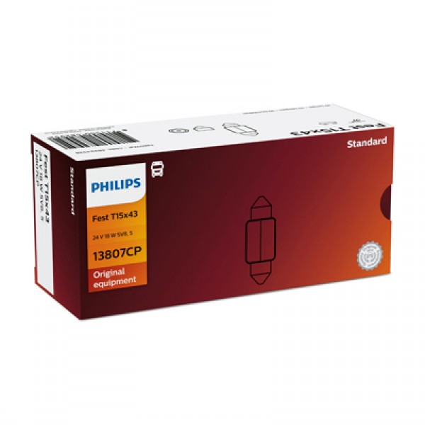 Крушка, светлини на регистрационния номер PHILIPS C18W, 24V, 18W, 10 бр.