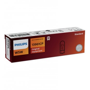 Крушка, светлини на регистрационния номер PHILIPS W5W, 24V, 5W, 10 бр.