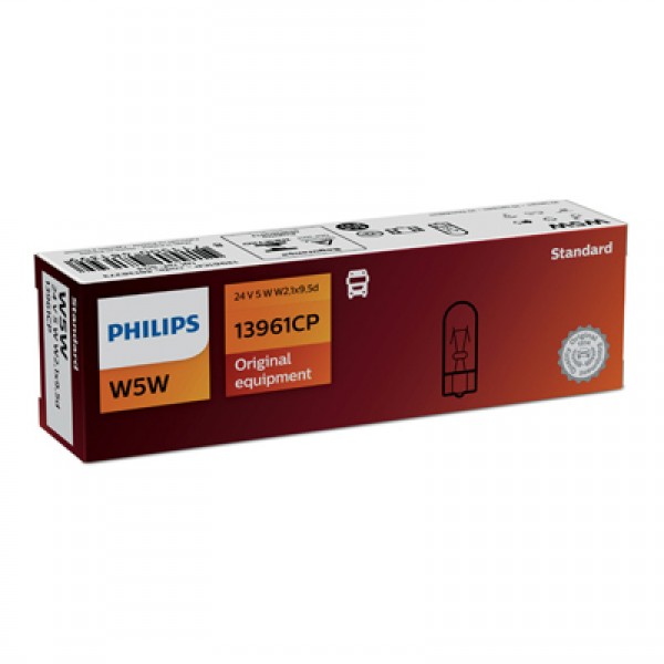 Крушка, светлини на регистрационния номер PHILIPS W5W, 24V, 5W, 10 бр.