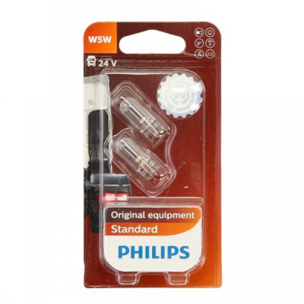 Крушка, светлини на регистрационния номер PHILIPS W5W, 24V, 5W, 2 бр.