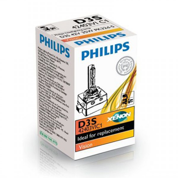 Крушка, фар PHILIPS D3S, 42V, 35W, 4400К, 3200lm, 1 бр.