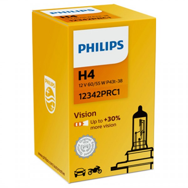 Асортимент, крушки PHILIPS H4, 12V, 60/55W, 3200 К, 1 бр.