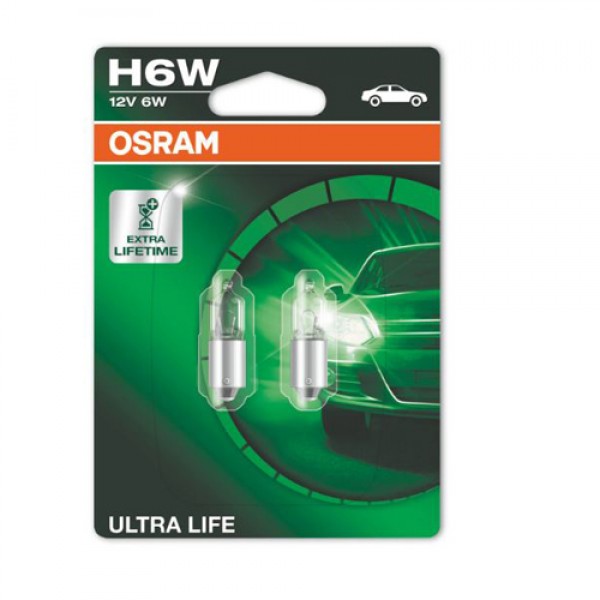 Крушка OSRAM H6W, 12V, 6W, 125lm, 2 броя