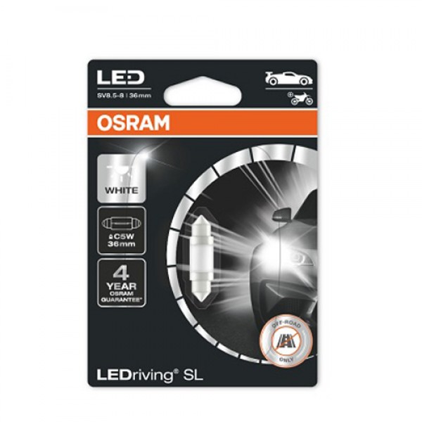 Крушка OSRAM LED C5W, 12V, 0.5W, 6000К, 25lm, 1 брой