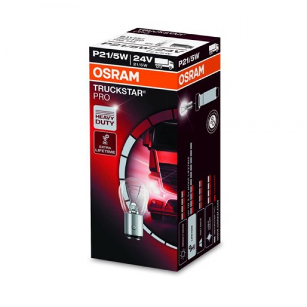 Крушка OSRAM P21/5W, 24V, 5/21W, 440lm/40lm, 10 броя