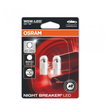Крушка OSRAM LED, 12V, 1W, 6000К, 2 броя