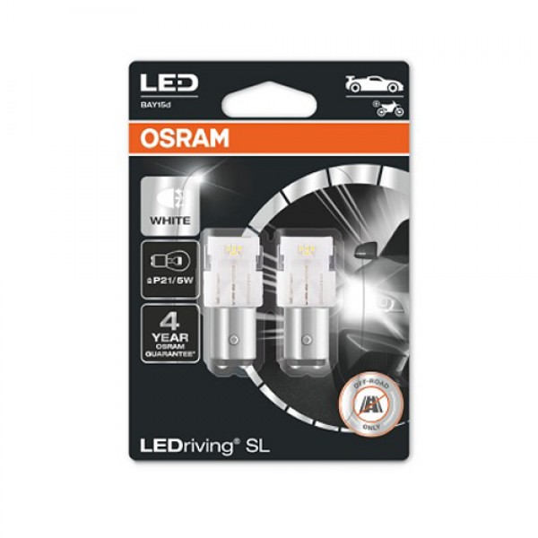 Крушка OSRAM LED P21/5W, 12V, 2W, 6000К, 27/154lm, 2 броя